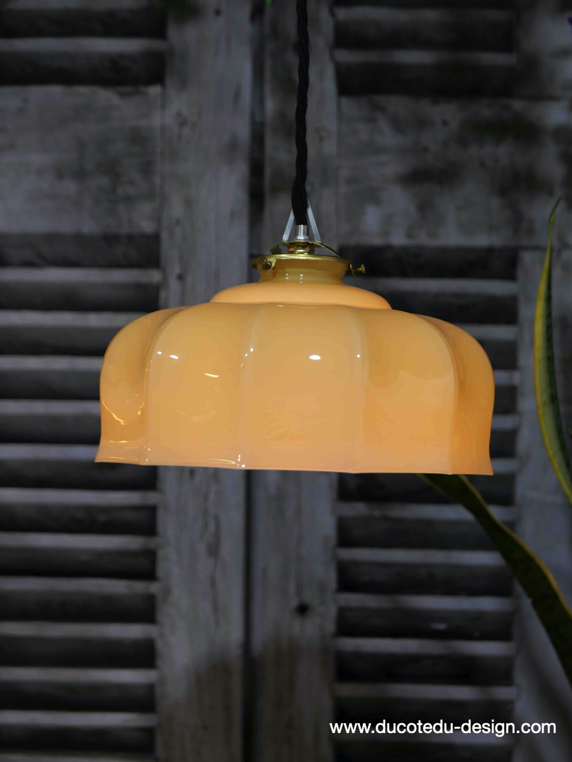 Lot De 2 Globes Abat-jour Vintage En Opaline Orange – Années 1970